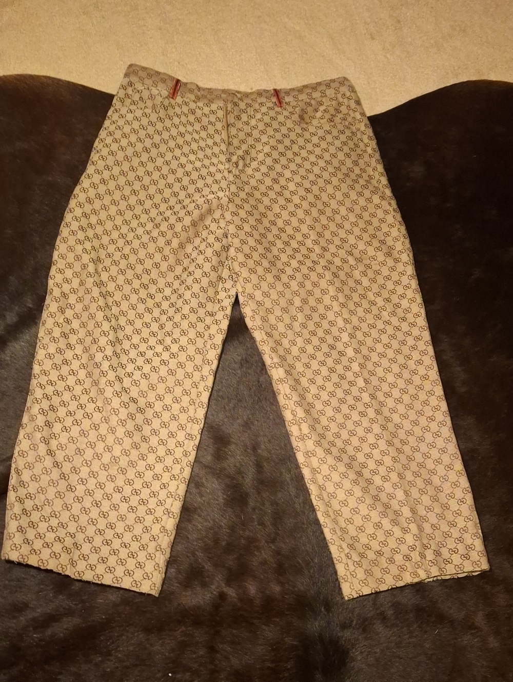 Men's Beige Patterned Casual Pants